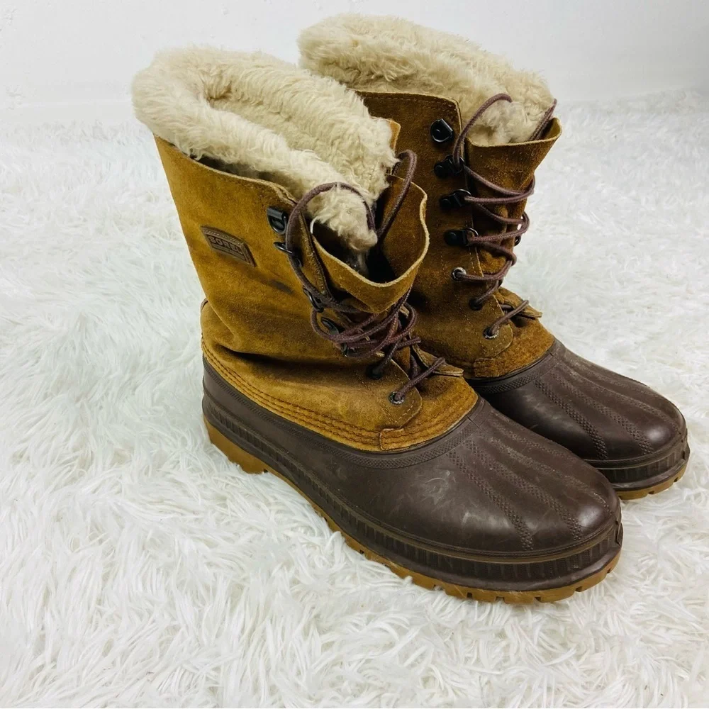 SORAL brown leather suede waterproof wool fleece lined winter men’s boots SZ 9